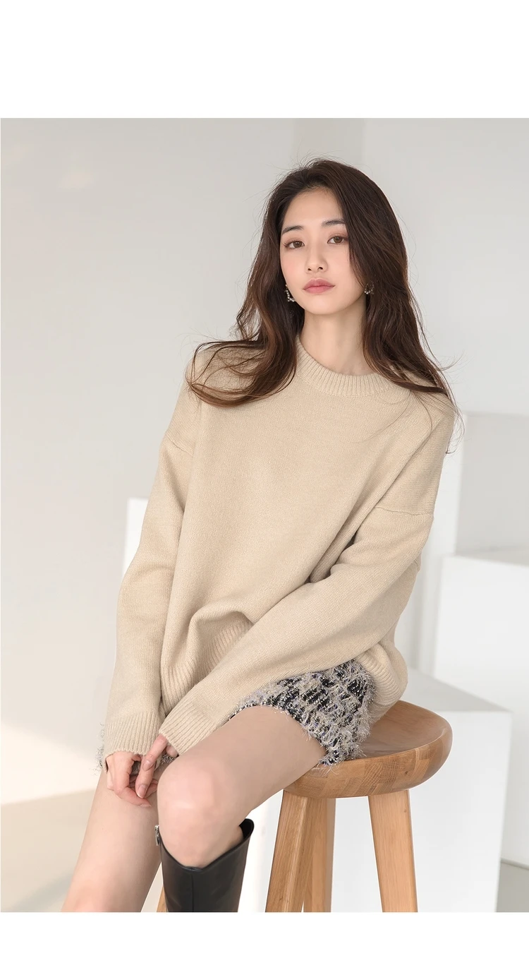 

5 Colors Winter Women Knitted pullover sweater Fashion Round neck Long sleeve kniting Solid Tops JK594