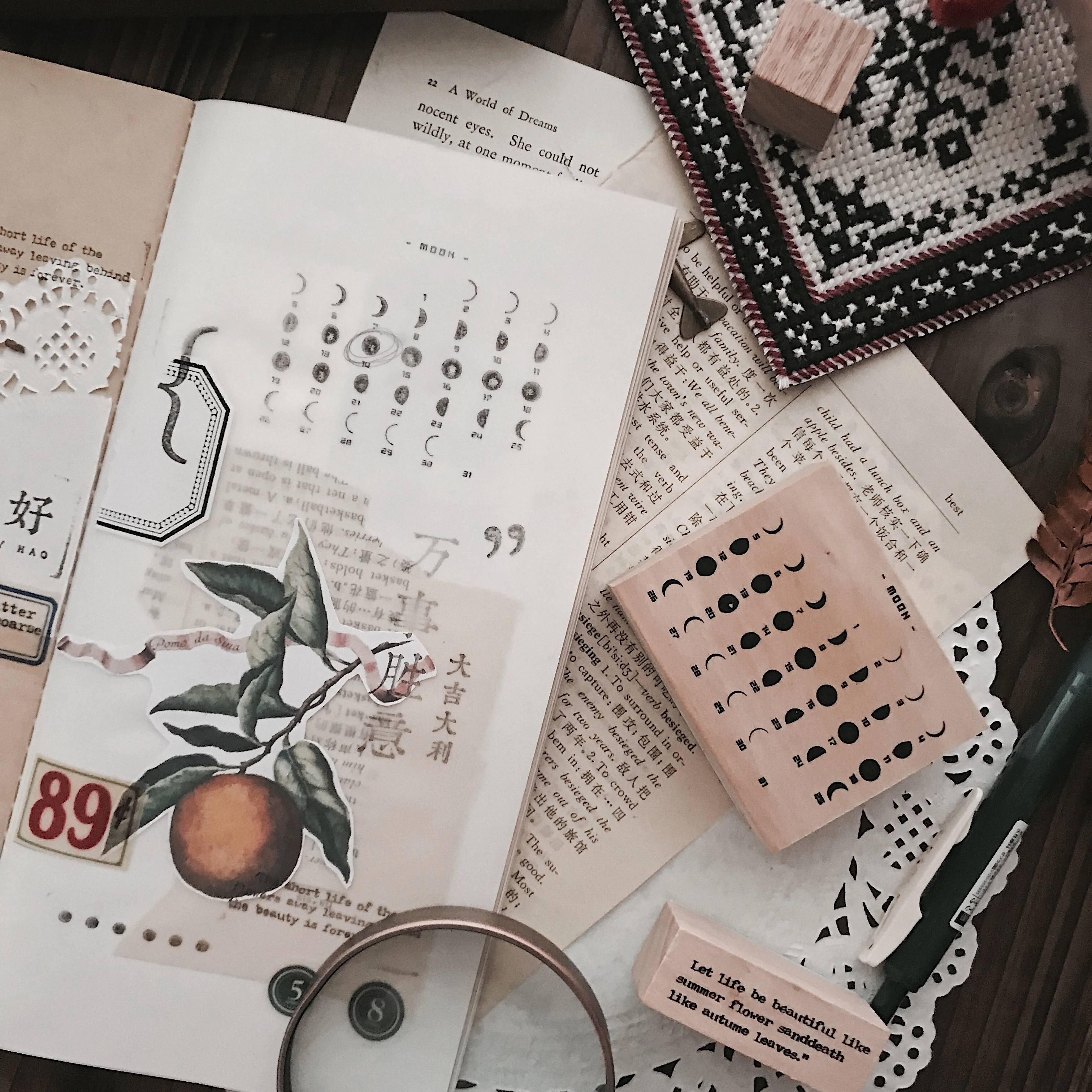 Деревянные Марки для скрапбукинга винтажный лунный календарь резиновый