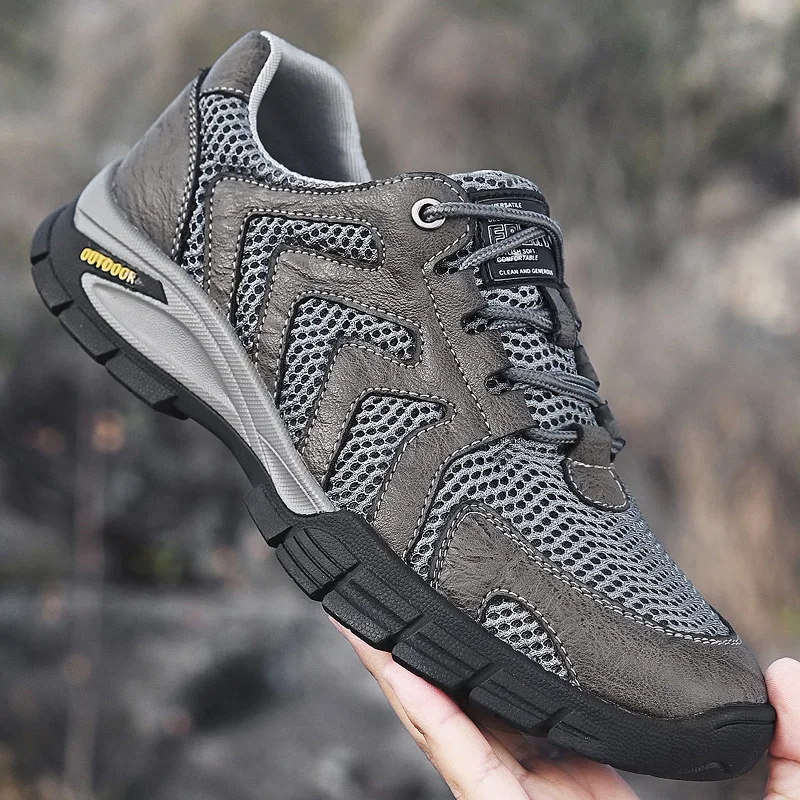 

Мужские повседневные кроссовки, дышащая обувь для трекинга, нескользящая обувь для походов, Уличная обувь для мужчин, амортизирующие кросс...