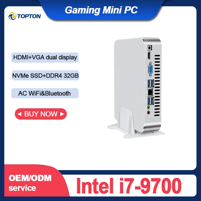 TOPTON для игровых мини компьютер Intel i7 9700 i5 9400 i3 9100 Windows 10 настольных ПК Barebone Linux