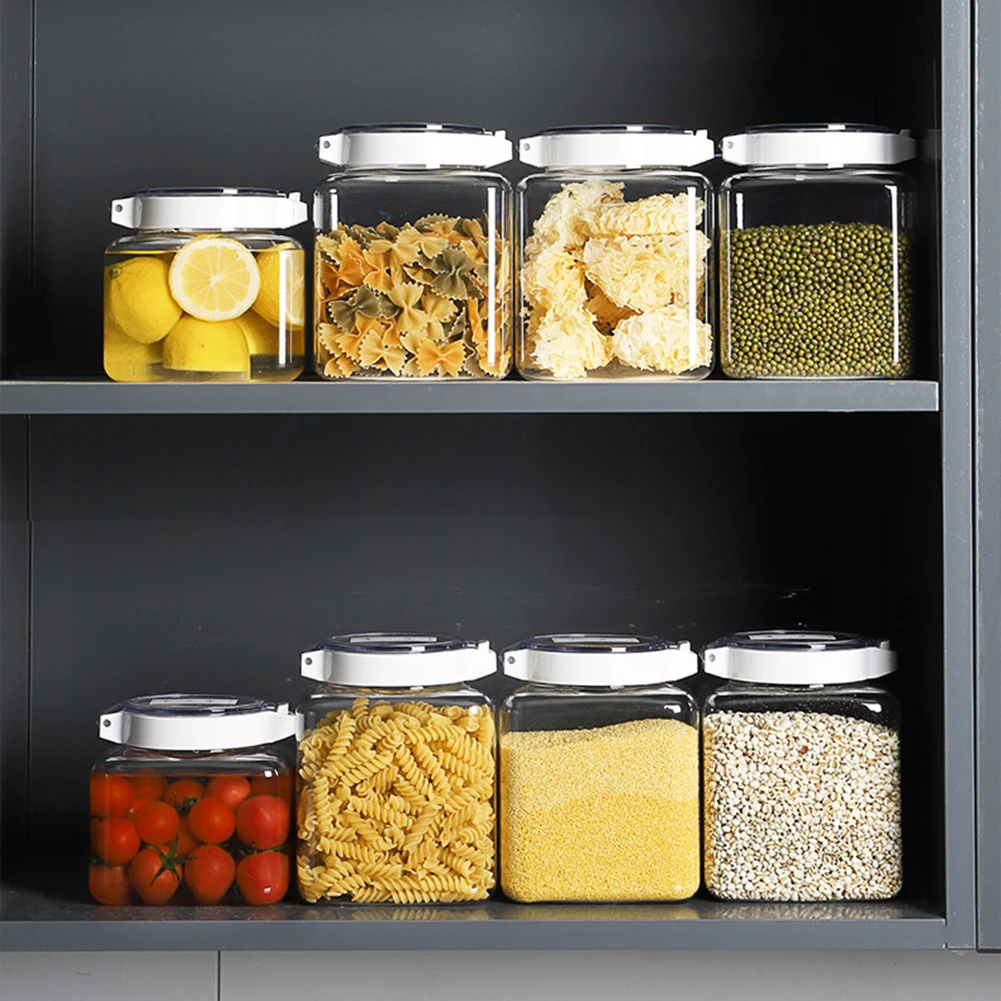 

1500ML Plastic Sealed Cans Kitchen Storage Box Transparent Food Canister Keep Fresh Fruit Nuts Snacks Sealed Canisters Container