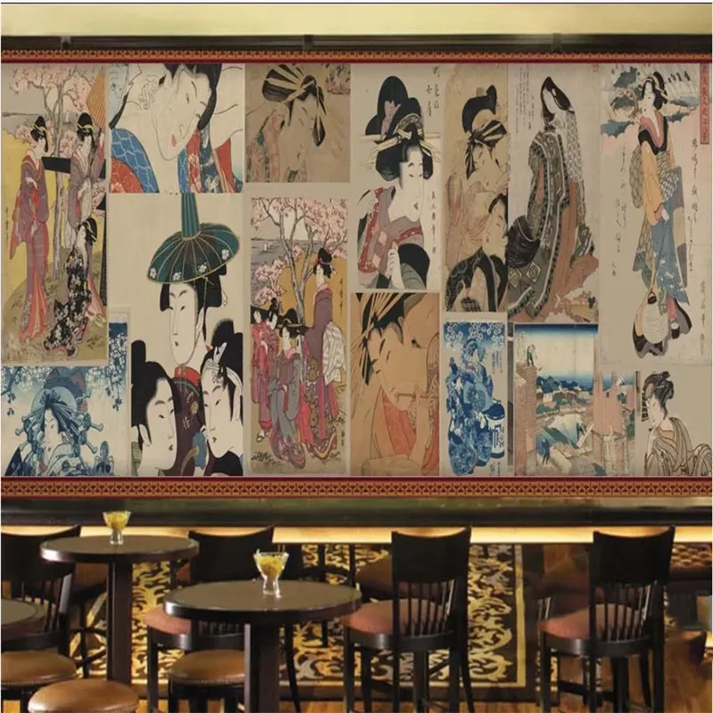 Ukiyo e Женская настенная бумага для японской кухни суши ресторан промышленный