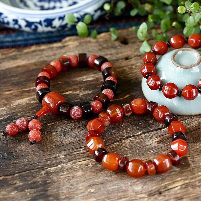 

Натуральные красные Агаты бусина "ведерко" браслеты модные мужские хрустальные браслеты браслет для женщин подарок DIY Ювелирные изделия Пр...