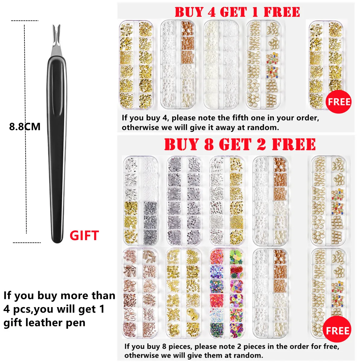 Manicure Artificial Diamond Jewelry Special Shaped Rivet Shell Magic Pearl Sequin Long Nail Glue Nail Decoration Rhinestone