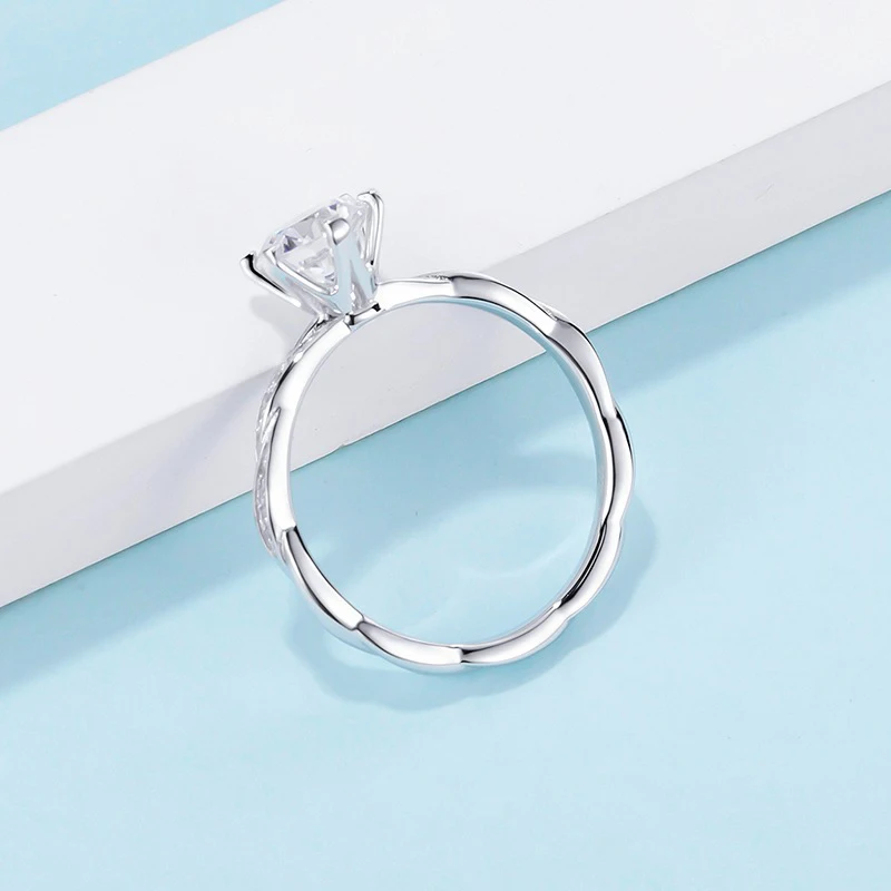 

Knobspin 100% 925 Sterling Silver Round Real 1 Carat D Color Moissanite Wedding Engagement Rings For Women Fine Jewelry