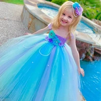 blue flower girls wedding dresses for kids girls summer dress ball gown evening tutu dress girls children prom princess party
