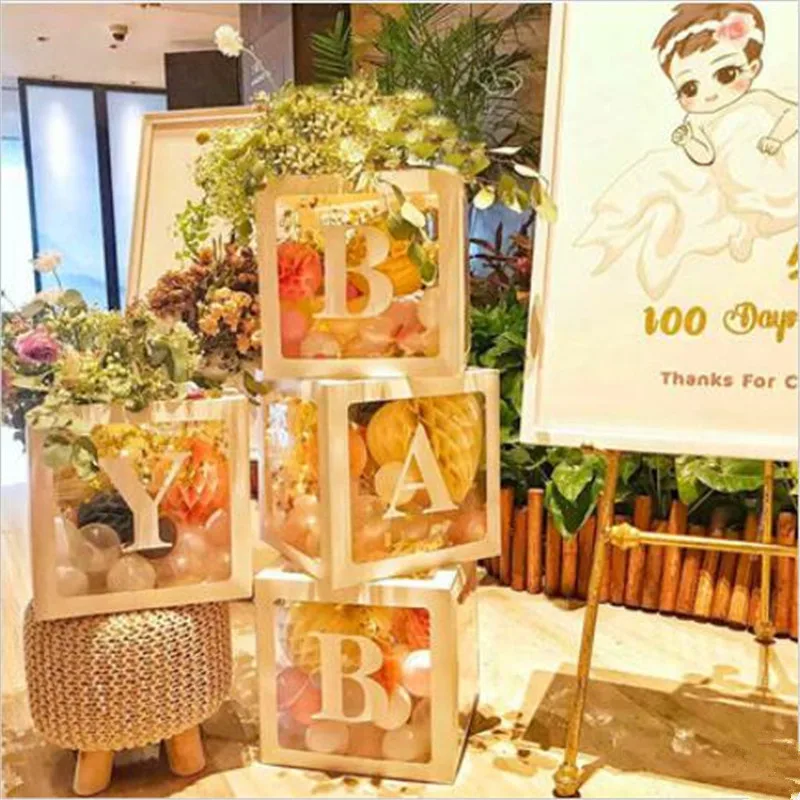 

letters Transparent Box Balloons Accessory Baby Shower Happy Birthday Balloons Wedding Decoration Balloons Box Party Balloo