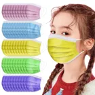 Многоцветные маски для лица для детей, Одноразовые Нетканые 3-слойные фильтрующие маски для детей, детская дышащая маска, украшение, 50 шт.