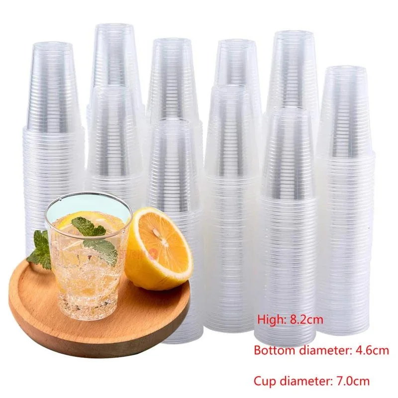 

100pcs Cup With A Straw 550ml New Pp Material Production Crystal Clear Disposable Outdoor Picnic Plastic Tasting Cup