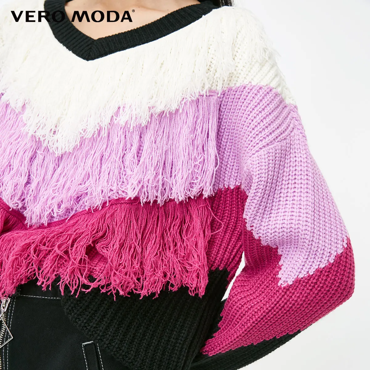 Vero Moda Женский вязаный свитер с v-образным вырезом и кисточками | 318413592