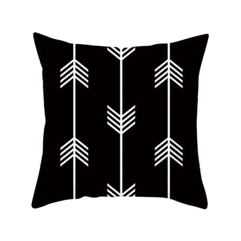 

Cushion Cover Black and White Soft Geometric Pillowcases Striped Pillowcase Throw Polyester Decorative 18x18" Pillow Case K2G0