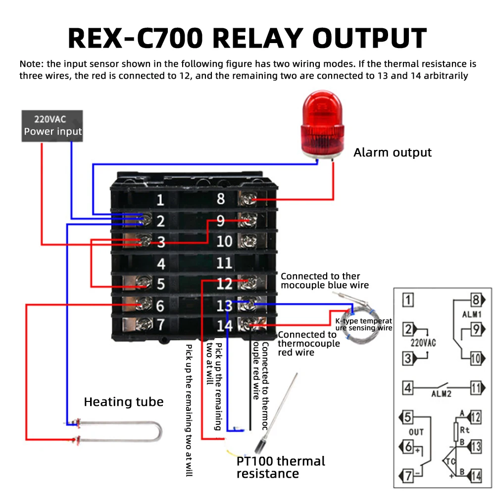 REXC-700 Temperature Controller Digital PID REX SSR Output+K Thermocouple Probe + SSR40DA 40A Heat Sink | Инструменты