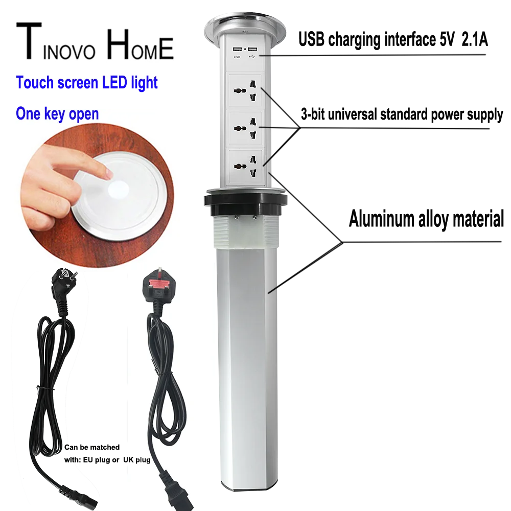 Preise Universal Power Desktop Buchse/touchscreen Intelligente Elektrische Eine Taste Hebe Versteckte Küche BUCHSE/USB Lade 5V