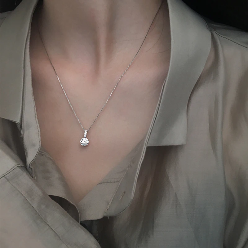 

VINY Geometric Water Drop Real 925 Sterling Silver Necklace For Women 2021 Trend Naszyjnik Bijoux Femme Choker Necklace Collares