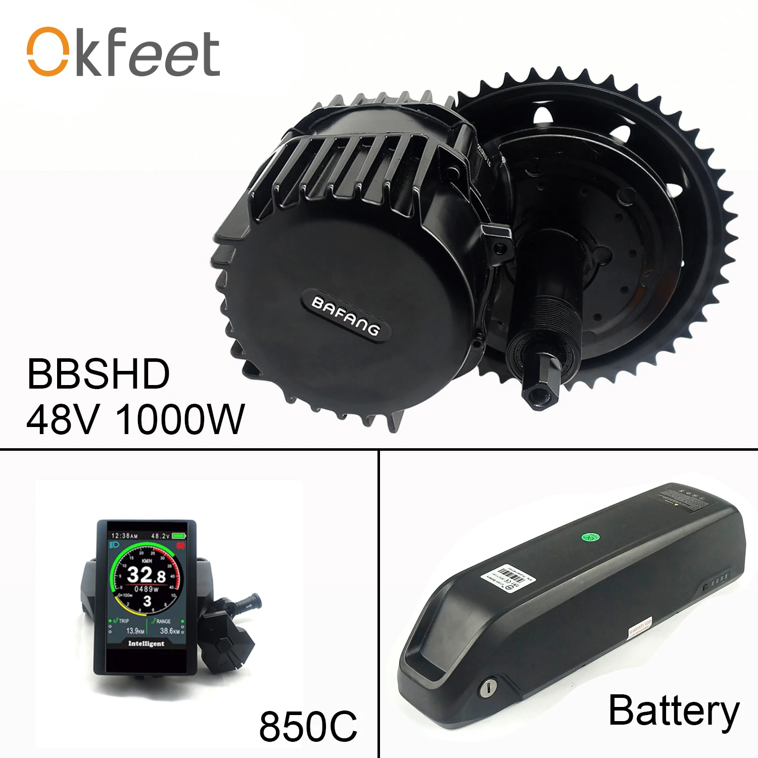 Комплект для переоборудования велосипеда Bafang BBSHD 48 В 1000 Вт 100 мм BBS03 средний привод