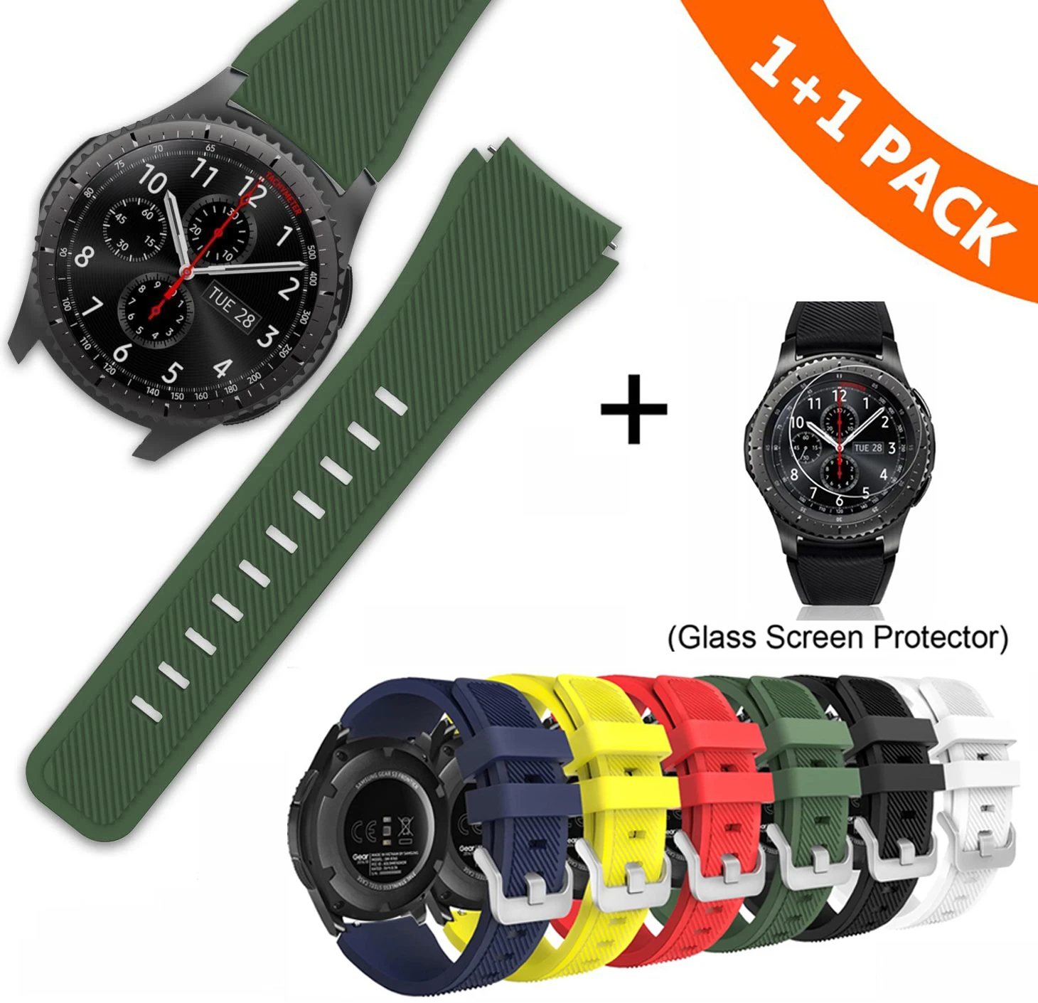 Ремешок силиконовый для Samsung Gear S3 Frontier Classic браслет Galaxy Watch 46 мм защитная пленка из