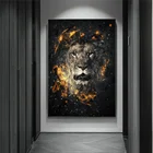Современные Настенные художественная роспись Абстрактная животных Печать на холсте стены с изображением головы льва с Fire изображение для Гостиная украшения Плакаты