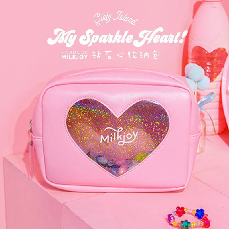 

Milkjoy Fashion Travel Cosmetic Bag Transparent Laser Makeup Bag Storage Large Capacity Toiletries Girl Clutch Bag For Women