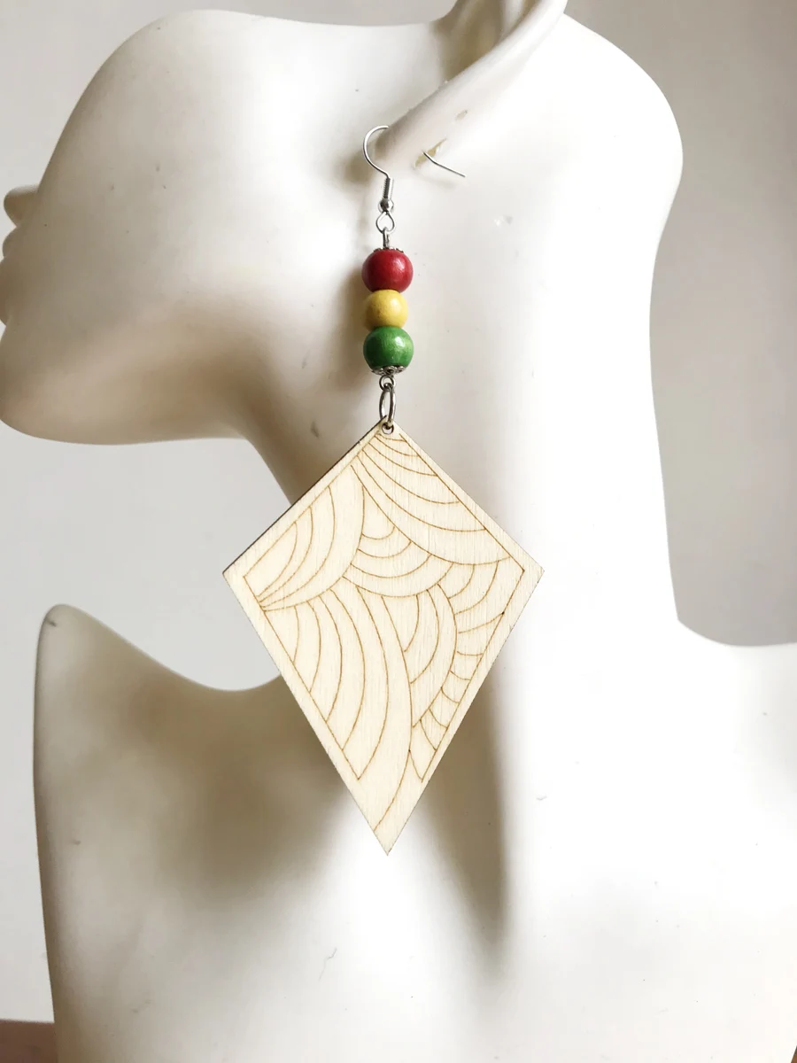 Новое поступление простые серьги-подвески из натурального дерева в стиле бохо