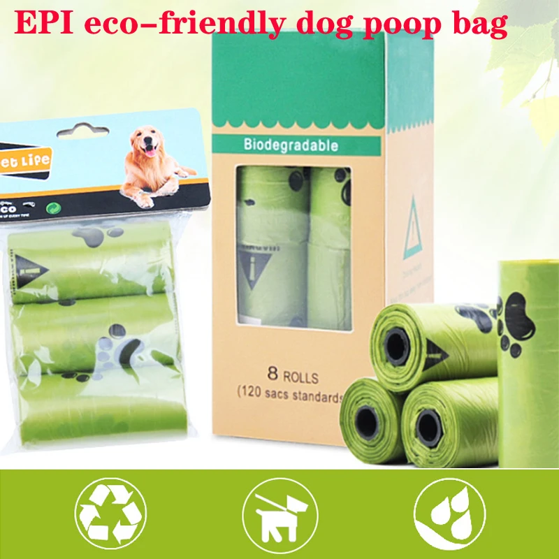 

8 Rolls/Box Dog Poop Bag Degradation Disposable Garbage Bag Carton Pick Up Toilet Bags Cat Waste Bags Outdoor Clean Garbage Bag