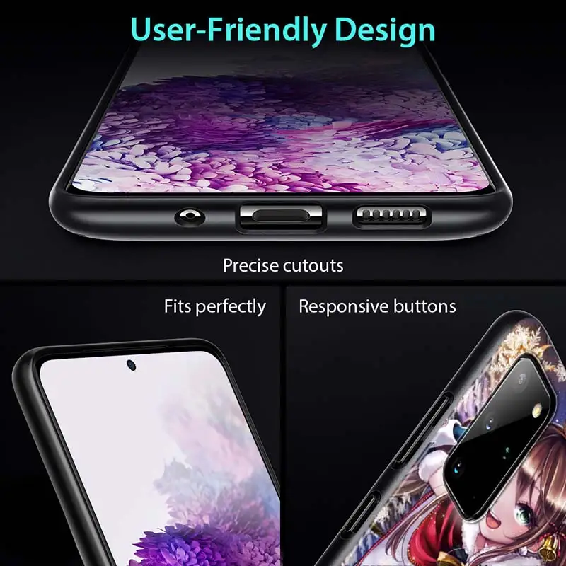 

Christmas Girl Kawaii for Samsung Note 20 S20 Ultra Plus A91 A71 A51 A41 A31 A21 A21S A11 A01 Bright Black Phone Case