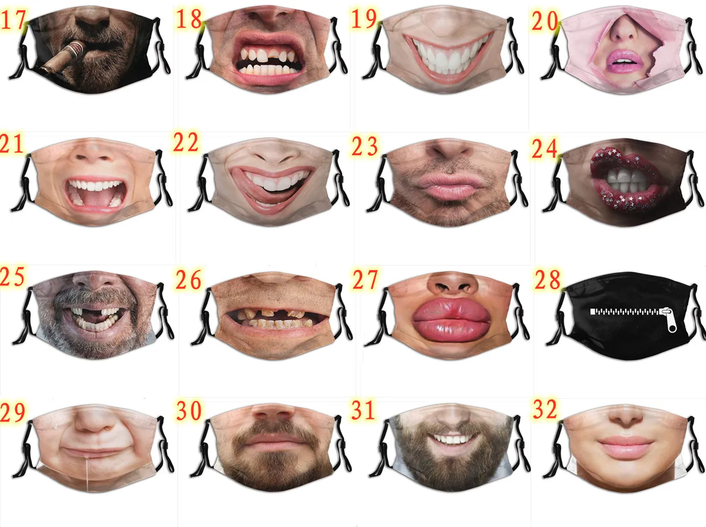 

Adult Masque Halloween Cosplay Mask For Face FUNNY Face Mask Mondmaskers