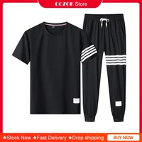 mens hip hop set summer fashion men short sets t shirt shorts male casual patchwork sportswear pant tracksuit jogger 4xl