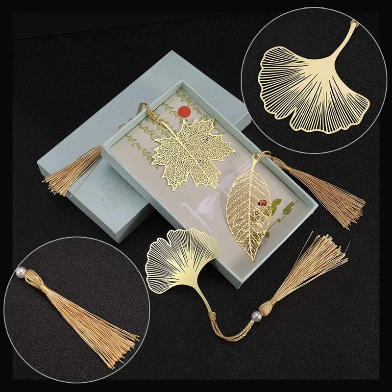

3 Pcs Leaf Bookmarks, Lovely Retro Metal Bookmarks for Readers, Women and Children