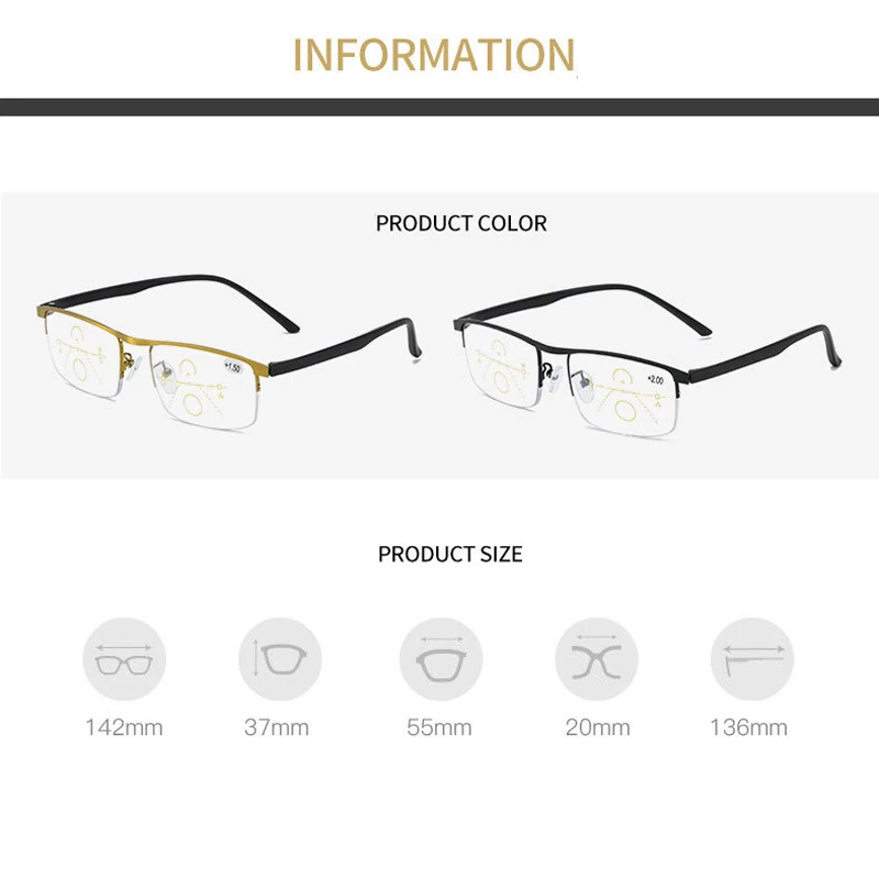 

Intelligent Progressive Multifocal Reading Glasses Men Women See Near And Far Anti-blue Light Hyperopia Eyeglasses Adjustment