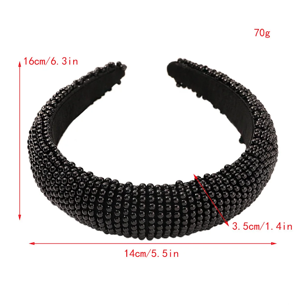 

Imitation Pearl Headband Vintage Lady Headband Retro Semicircle Handmade Beaded Hair Hoop Luxury Party Wedding Hair Accessories