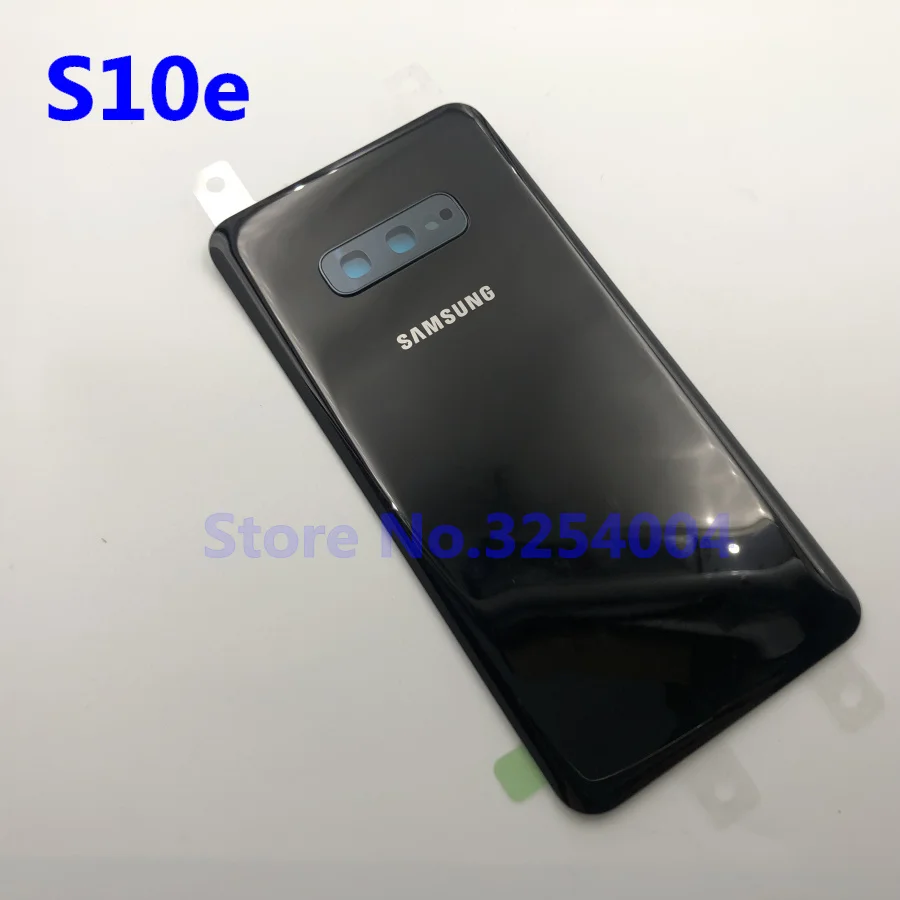 S10e black Для samsung Galaxy S10e G970 G970F SM-G970F задняя крышка батарейного отсека Корпус Запасные части+ стеклянная рамка объектива камеры - Цвет: S10e black