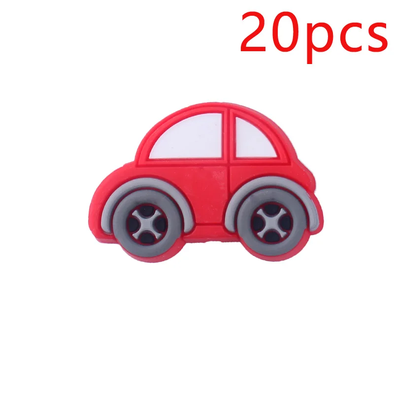 XCQGH 20 шт Детские Силиконовые молярные бусины многоцветные мини-автомобиль Детский Прорезыватель для ношения на цепочке браслет аксессуары детские молярные прорезыватели - Цвет: Красный