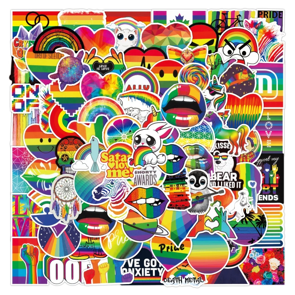 10/30/50/100PCS LGBT Rainbow Graffiti Stickers for Laptop Motorcycle Phone Fridge Waterproof Colorful Decals Cool Sticker Packs - купить по