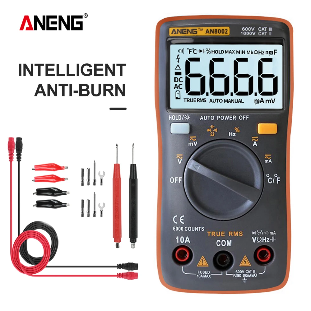 ANENG AN8002 мультиметр цифровой digital multimeter tester тестер транзисторов 6000 отсчетов Мультиметр автоматический zt102 тестор мультимерт карманный аналоговыйцифровой тестеры esr метр конденсатор