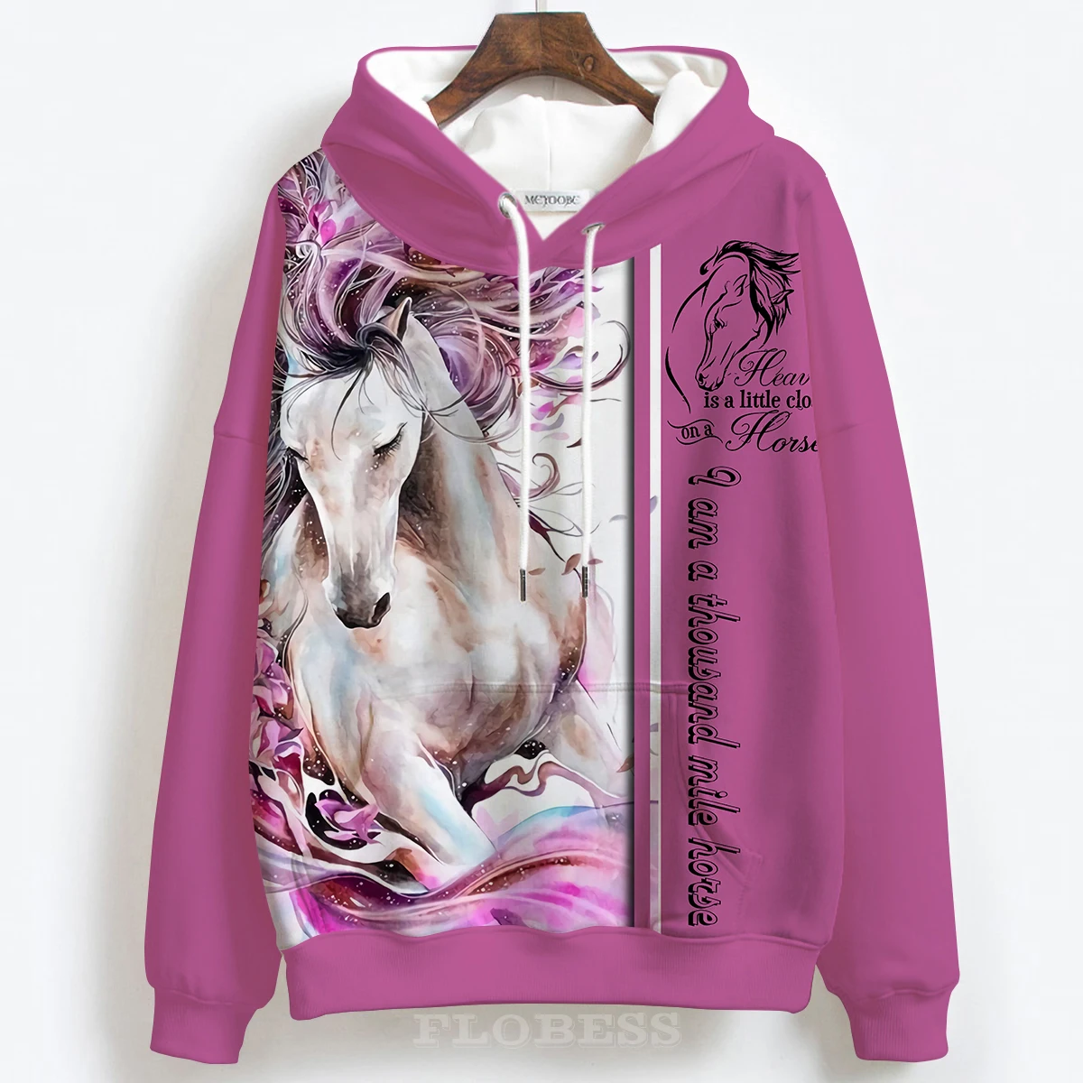 New 2022 Autumn Winter Pink Horse 3D All Over Printed Hoodie Sweatshirt Women Pullovers Hoodies Drop Ship