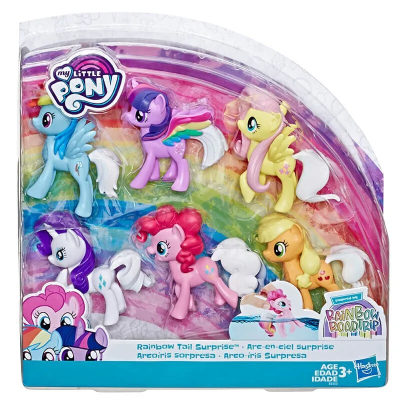 

Hasbro My Little Pony Rainbow Tail Surpise Twilight Sparkle Applejack Rarity Fluttershy Pinkie Pie Model Anime Figures Collect