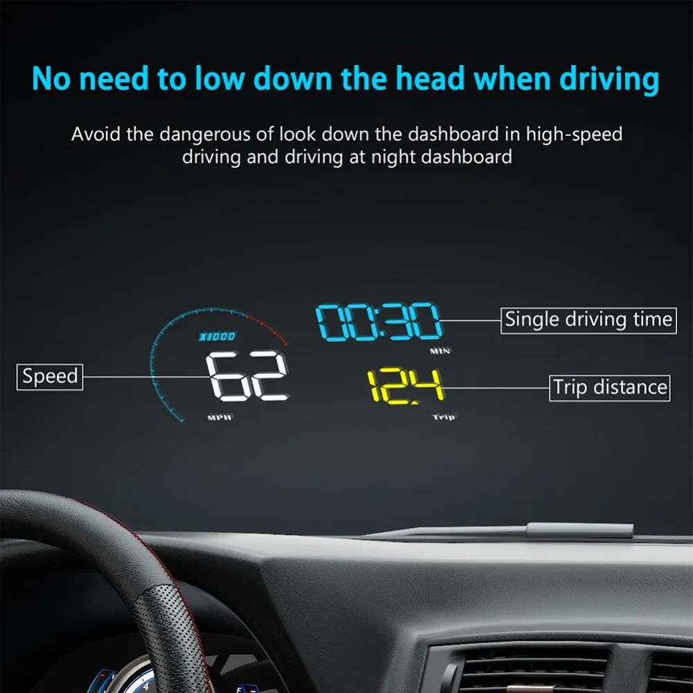 Автомобильный HUD Дисплей OBD2 диагностический инструмент для устранения неисправностей проектор охранная сигнализация температура воды превышение скорости об/мин Напряжение