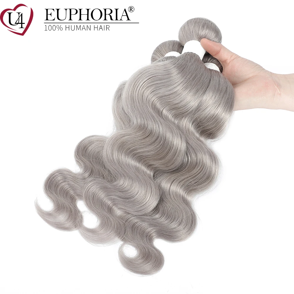 Серебристо-серые волнистые волосы пряди бразильские 9A Remy 100% человеческие 3