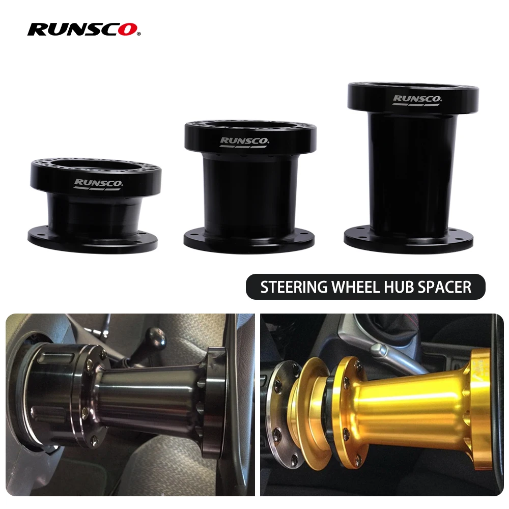 

Steering Wheel Hub Spacer Kit 51MM 76MM 101MM Steering Wheel Hub Boss Kit Adapter Spacer Black/Golden