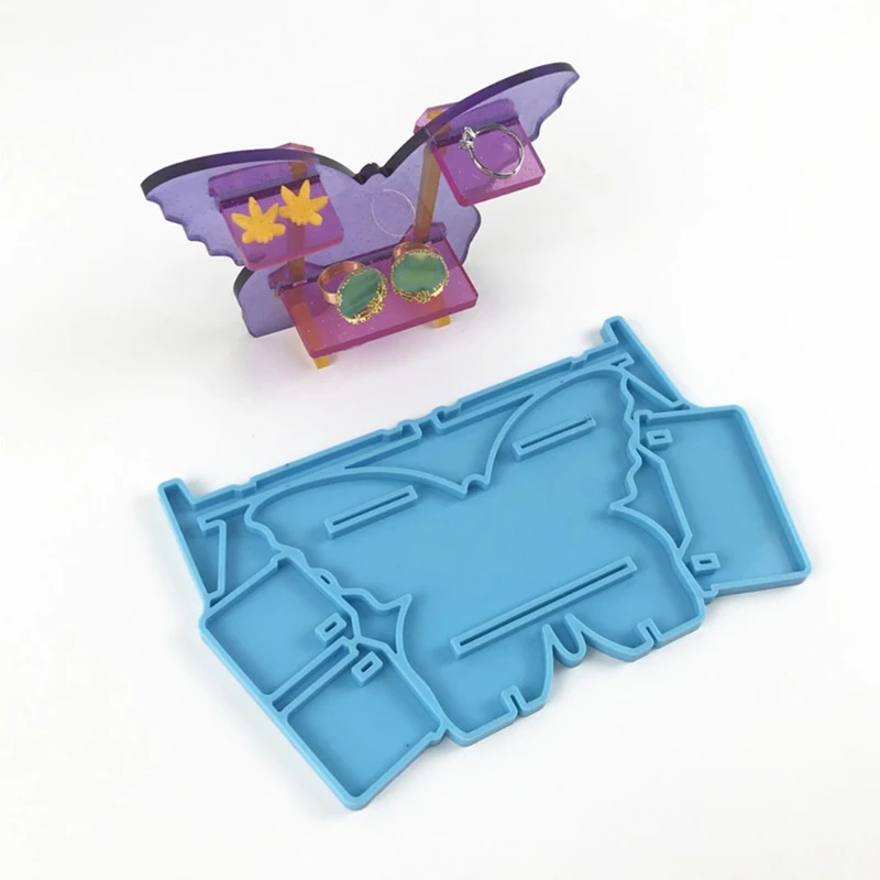 

Butterfly Jewelry Storage Holder Epoxy Resin Mold Display Rack Silicone Mould DIY Crafts Earrings Rings Organizer Casting Tool