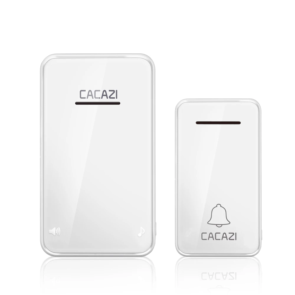 1 button 1 receiver CACAZI автономный водонепроницаемый беспроводной дверной звонок без батареи светодиодный светильник 200 м Домашний Беспроводной звонок с европейской вилкой 1 2 кнопки 1 2 приемника - Цвет: 1 button 1 receiver