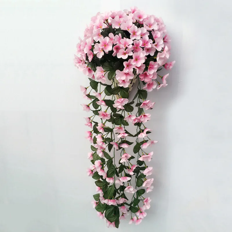 five-petal bouquet Новое Фиолетовое искусственное цветочное украшение имитация настенная корзинка Цветок Орхидея, цветы из шелка длинная лоза - Цвет: five-petal bouquet