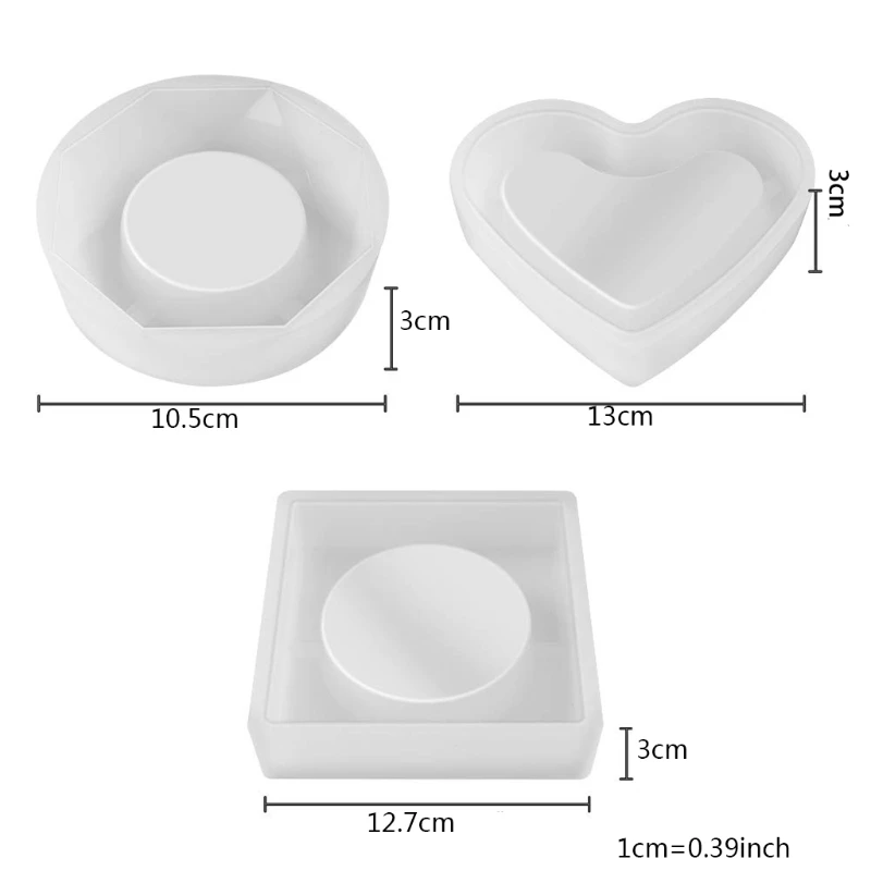 

3 PCS Ashtray Silicone Resin Casting Molds, Epoxy DIY Casting Mold for Craft Art Including Square/Octagon/Heart Shaped