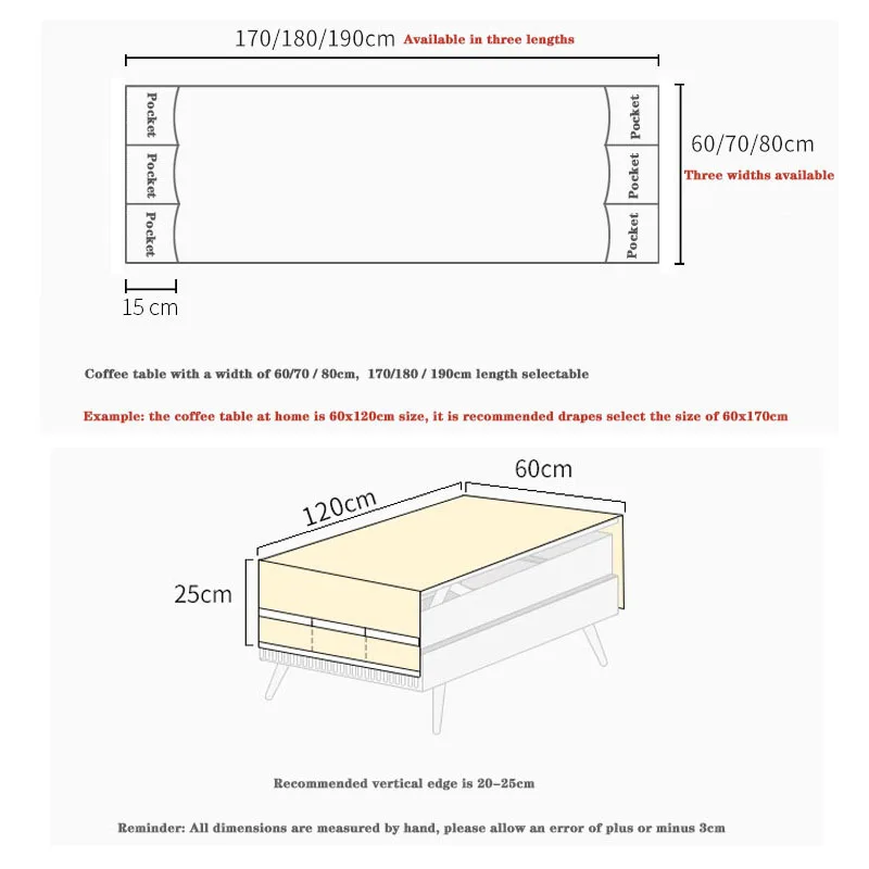 

Nordic Cotton and Linen Art Coffee Table Cover Cloth Living Room Rectangle with Pocket Dining Table Desk TV Cabinet Tablecloth