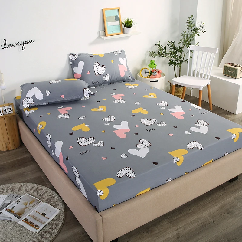 

Cotton Bed Sheets Home Elastic Fitted Sheet Queen King Full Double Size Mattress Cover Dinosaur Pattern Cartoon 180x200 150x200