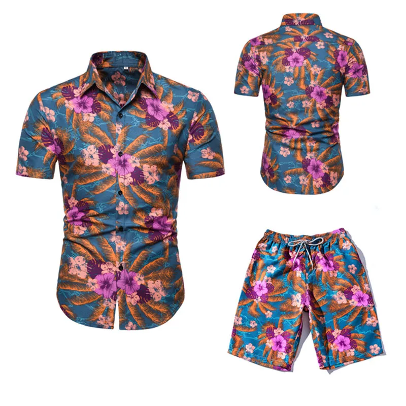 Футболка с короткими рукавами и цветочным принтом блузка мужской комплект