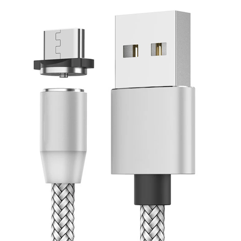 Silver Micro usb Магнитный usb-кабель для зарядки iphone Xs max Xr X samsung s9 ipad mini, кабели для быстрой зарядки, адаптер, шнур для зарядки мобильного телефона - Цвет: Silver Micro usb