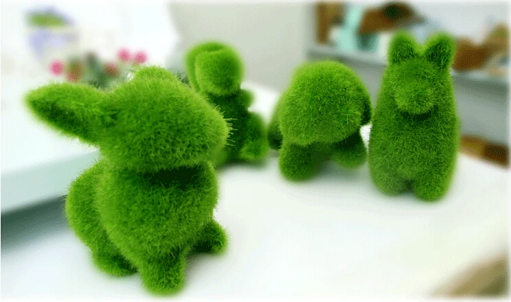 Rustic Artificial Fresh Moss Balls Decorative Green Plant Home Party Decoration Simulation Pot Rabbit Pattern | Дом и сад