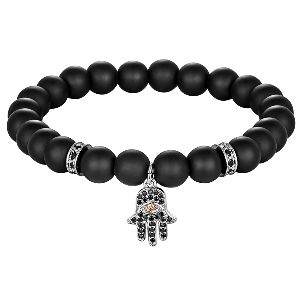 Новые модные мужские браслеты XQNI черный натуральный матовый оникс регулируемая