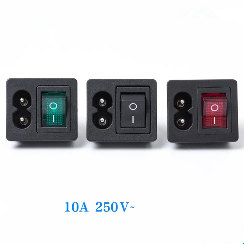 1 шт. AC 2.5A 250V IEC320 C8 шнур питания Входная розетка ВКЛ ВЫКЛ светильник тумблер для